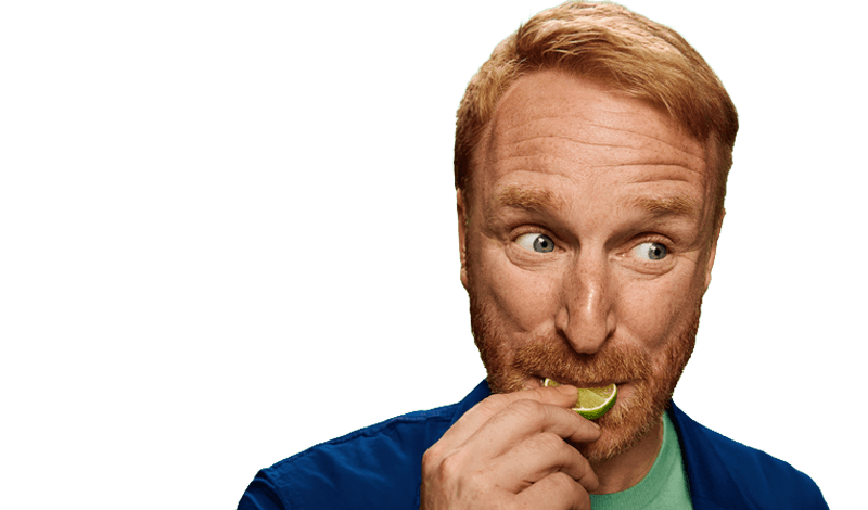Man eating lime