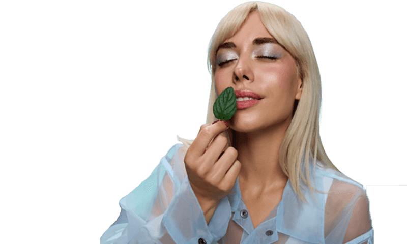 Woman with mint leaf
